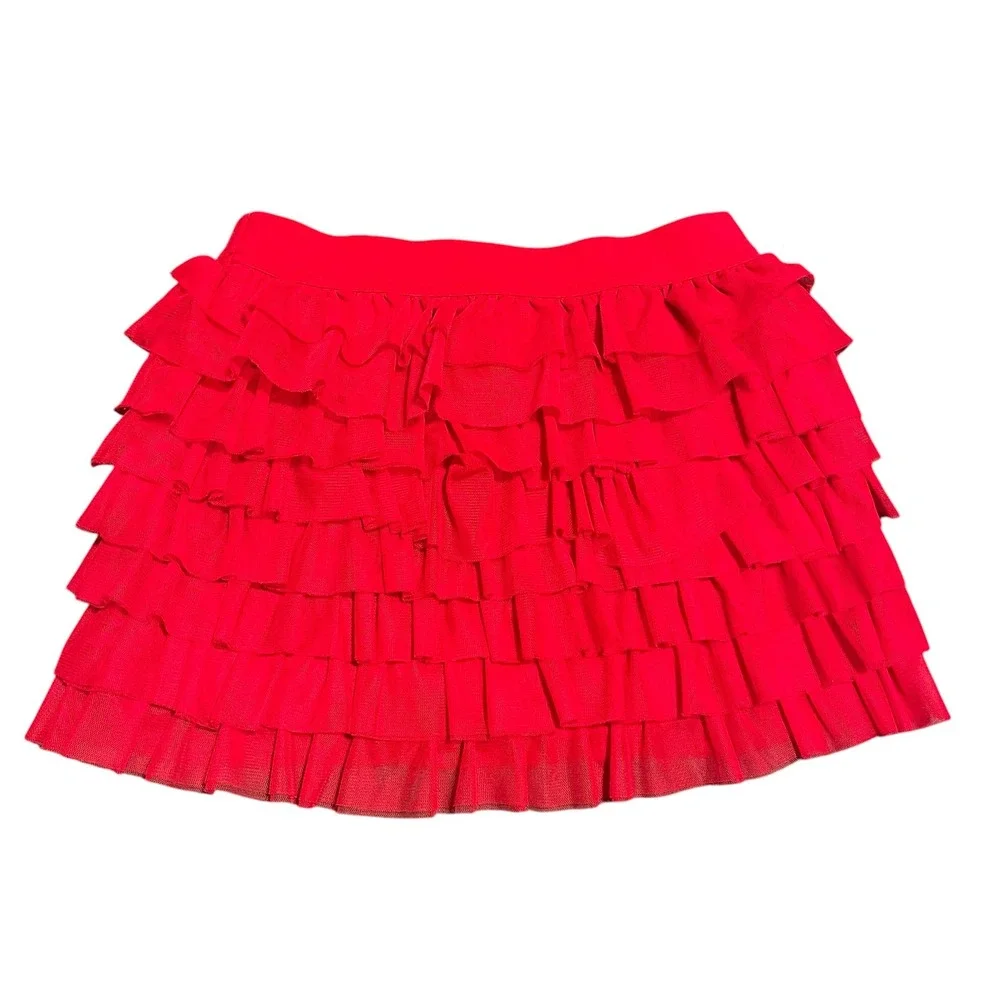 Circo Girls Red Ruffled Tiered Mesh Skirt Size XL 14-16